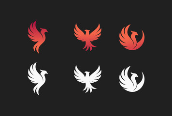 Phoenix Rising: A vibrant collection of stylized phoenix illustrations, radiating a sense of strength, renewal, and timeless symbolism, beautifully rendered against a neutral background.