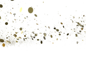 confetti png. Gold confetti falls from the sky. Glittering confetti on a transparent background. Holiday