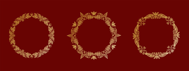 Elegant Golden Circle Borders Vector Set