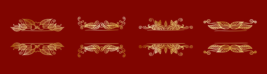 Small Golden Decorative Dividers Vector Set