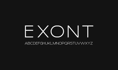 Sans serif typography font vector. Modern clean regular character set. Creative alphabet basic typeface. Digital letter type style. Logo art banner poster flyer billboard text graphic design