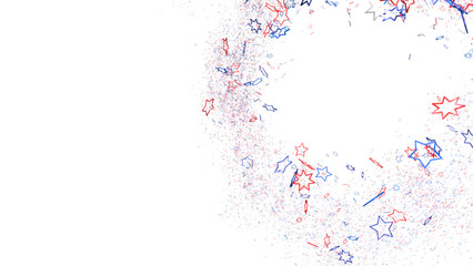 confetti - USA banner mockup with confetti confetti in American national colors. USA Presidents Day, American Labor day, Memorial Day, US election concept.