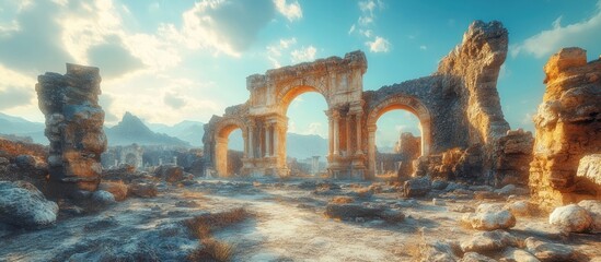 Fototapeta premium Ancient Ruins at Sunset: A Glimpse into History