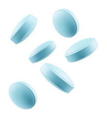 Plakat PNG 5 Aqua blue round pills medication isolated pharmaceutical.
