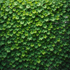 Obraz premium Lush green foliage, dense ivy covering a wall, natural texture creating a serene backdrop, ideal for botanical themes. Isolated on white background or PNG