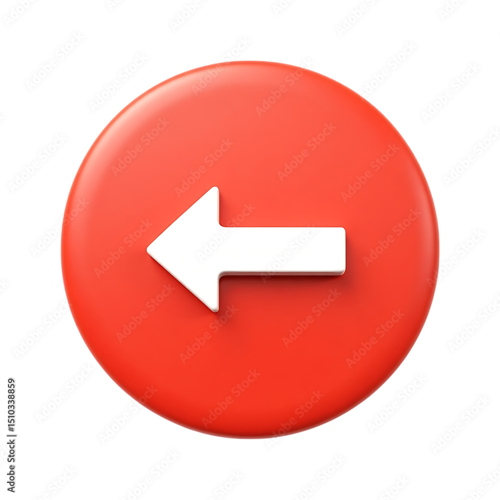 Aufkleber red arrow button pointing left isolated on transparent background