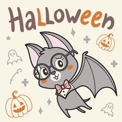 Halloween Bat Cartoon t shirt Design for Kids Party October Seasonal Event