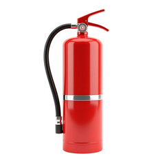 Red fire extinguisher isolated on transparent background for safety