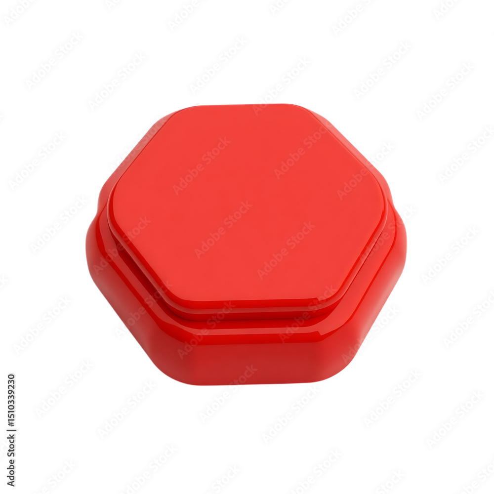 Poster red hexagon podium isolated on black background for product display