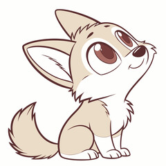 Fototapeta premium Adorable Cartoon Puppy Gazing Upwards with Gentle Smile Illustration