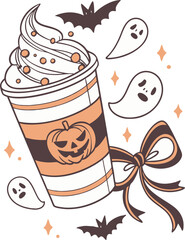 A Sweet and Spooky Halloween: Pumpkin Spice Latte t shirt Design for Autumn