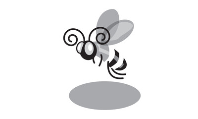 Illustration of a bee landing on a flower