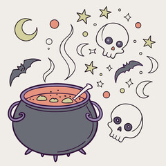 Brewing Up Some Spooky Halloween Fun A Witch's Cauldron Is Overflowing With Magic