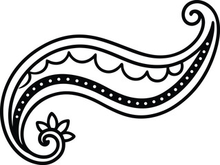 henna art paisley band line art on white background
