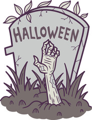 Creepy Halloween Night t shirt with Zombie Hand Reaching from Grave Design Concept