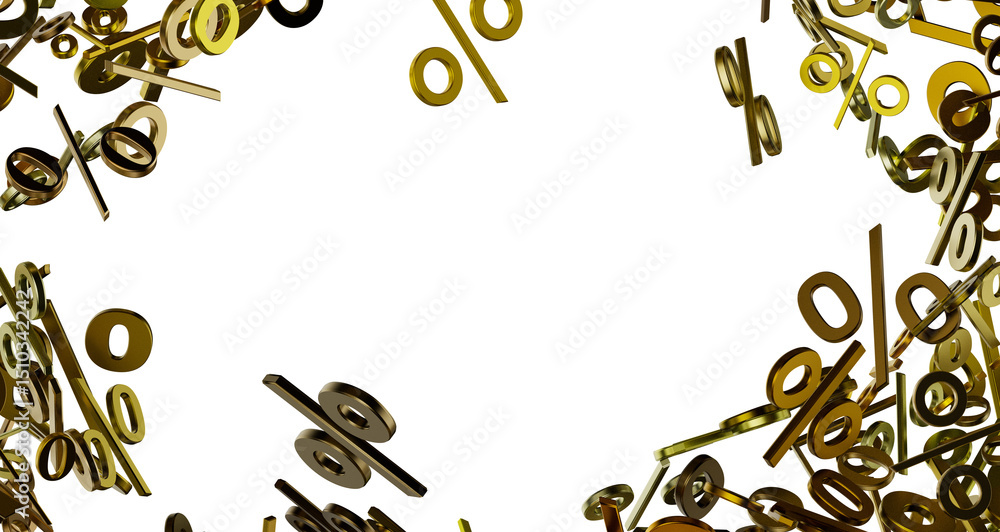 Poster 3d Sales icons floating in the air 3D rendering transparent PNG