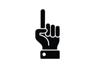Hand pointing up icon represents number one or attention in a clean black and white design