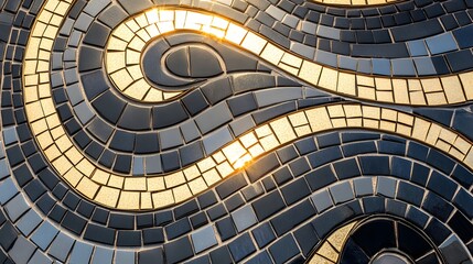 Abstract Gold and Black Mosaic Tile Pattern