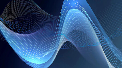 Dynamic Abstract Wave Computer Wallpaper - Black & Blue
