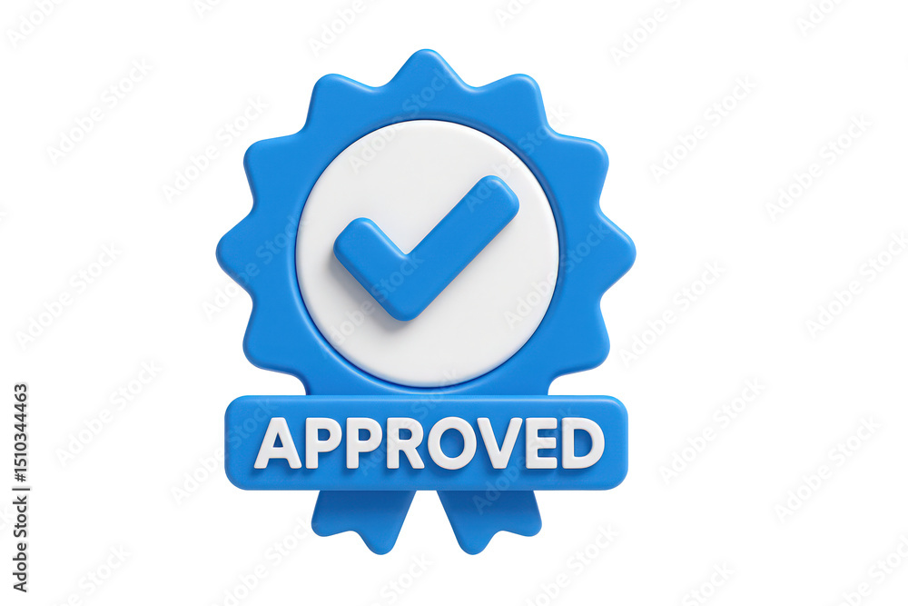 Aufkleber approved badge icon with check mark on transparent background symbolizing validation and acceptance