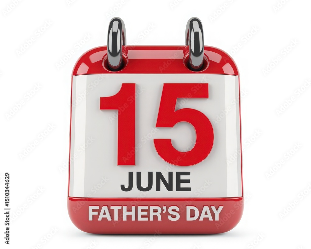 Poster calendar page displaying june 15th a symbolic representation of a special day in the month