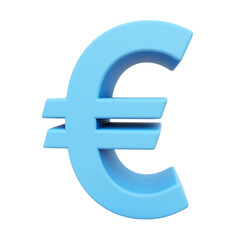 Fototapeta premium Light blue euro symbol isolated on transparent background
