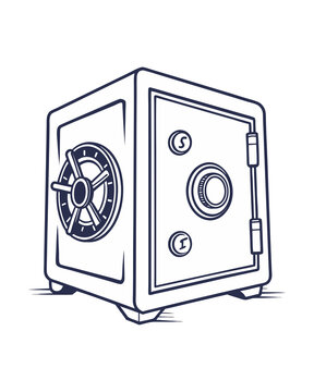 black and white safe box clip art preview