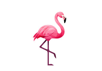 Stylized Pink Flamingo Standing on One Leg