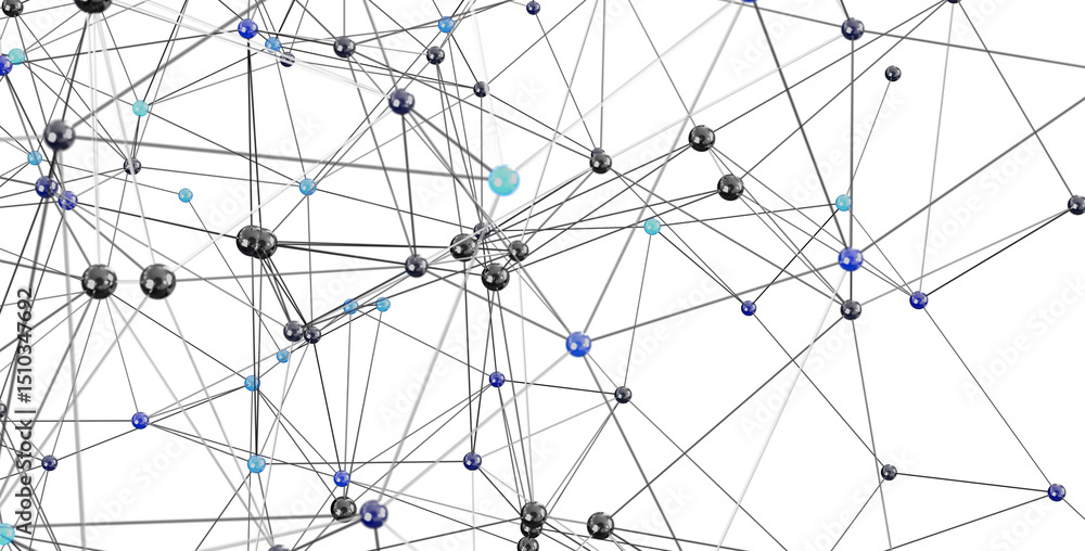 Poster Complex network visualization.  Ideal for technology, connection, and data concepts.