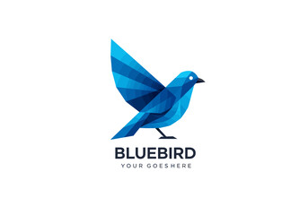 Geometric Bluebird Logo Design with Wing Spread