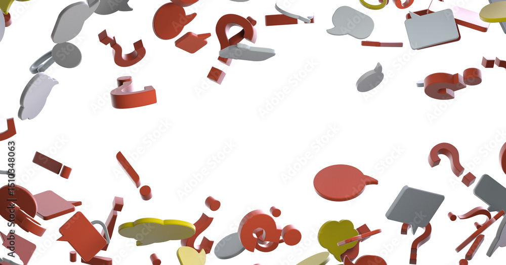 Poster 3D rendering flying email icon and web flying