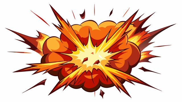 Cartoon Style Explosion Effect with Sharp Edges and Fiery Colors