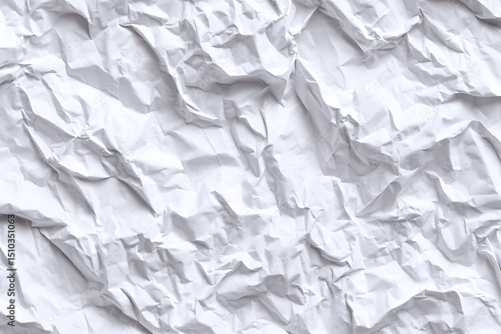 Poster crumpled white paper texture background with wrinkled surface and irregular folds, offering a high-r