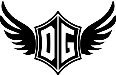 DG logo emblem with winged and shield template