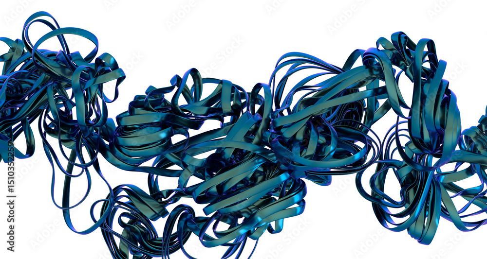 Fototapete high-resolution image of teal ribbons swirling in an abstract pattern. perfect for backgrounds and d
