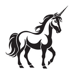 Obraz premium Unicorn silhouette clipart on a white background
