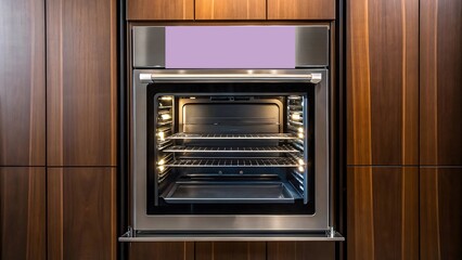 Fototapeta premium Modern Stainless Steel Oven in Luxury Kitchen Cabinetry