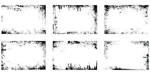 Grunge Vector Frame Set – Distressed Borders and Textures in EPS Format for Vintage Design, Grungy Backgrounds, Photo Overlays, Retro Posters, Artistic Templates, and Graphic Projects