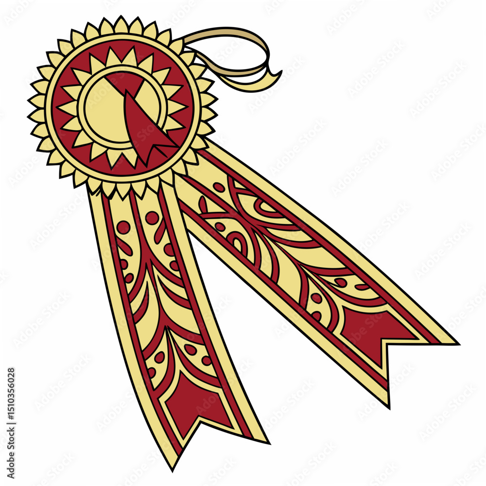 Poster decorative award ribbon with ornate design and transparency suitable for various design projects and