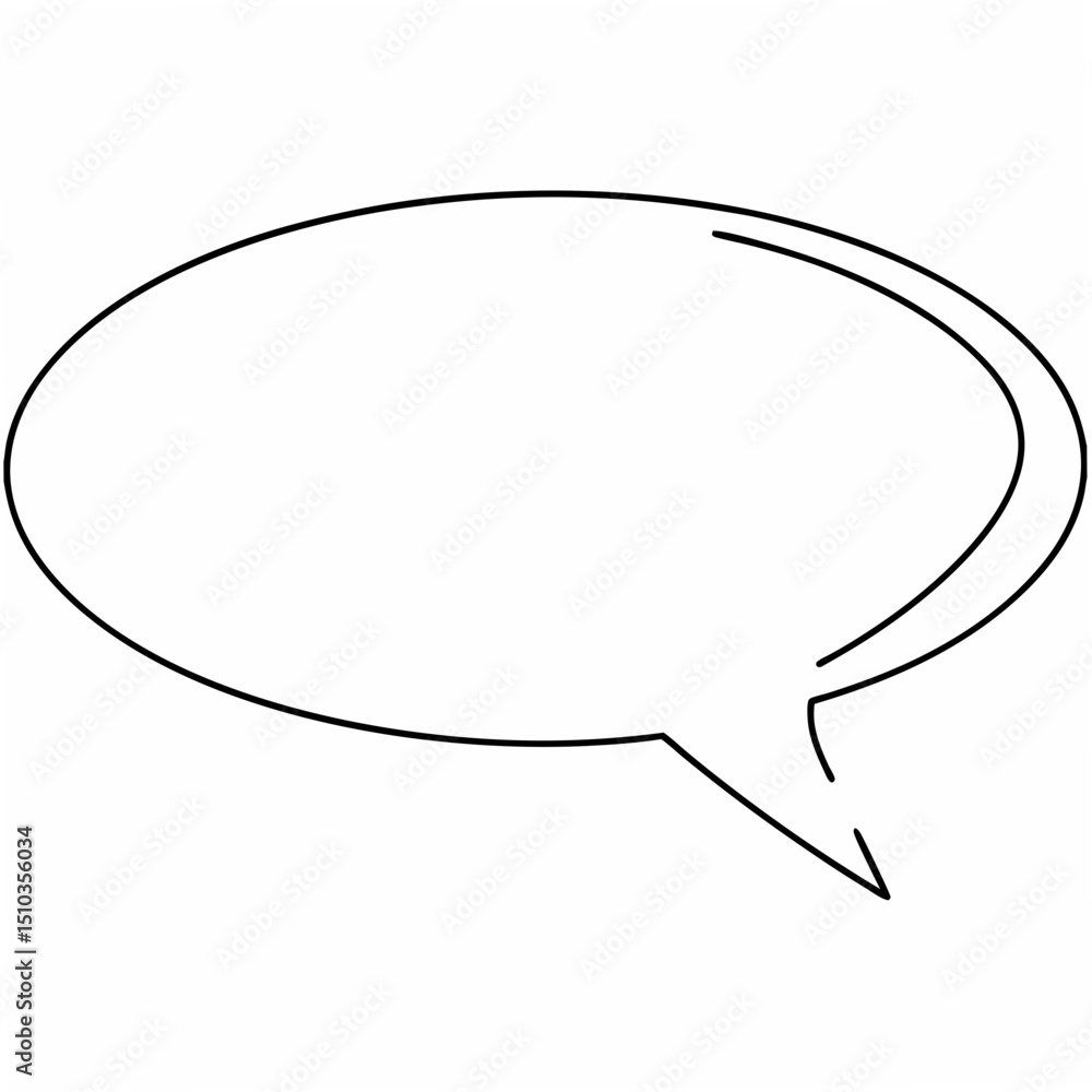 Poster clean black speech bubble outline on white background with transparency for conversational messaging