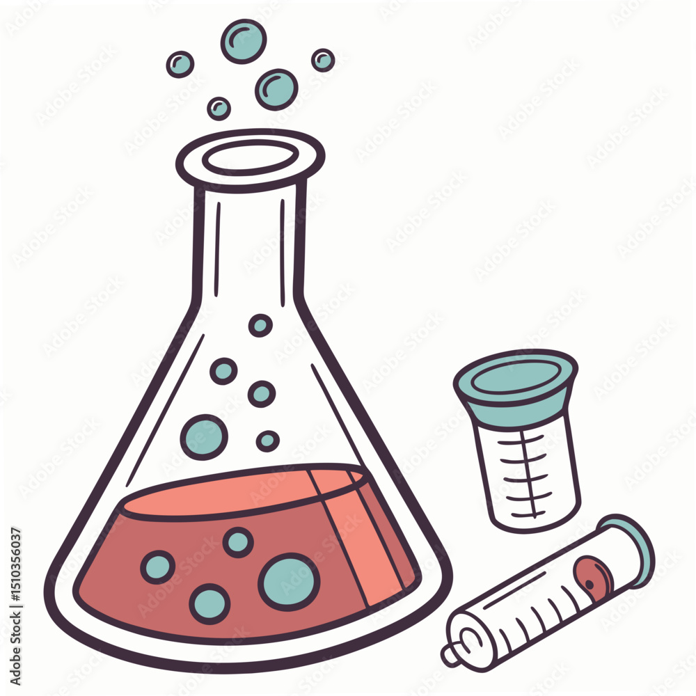 Poster colorful illustrated science lab elements with transparency suitable for educational design projects