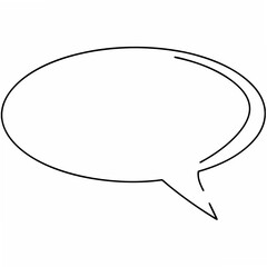 Clean black speech bubble outline on white background with transparency for conversational messaging designs.