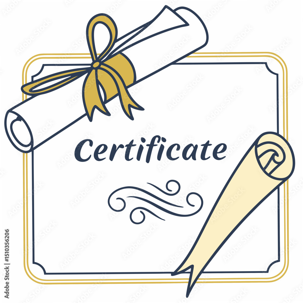 Poster elegant certificate design featuring rolled parchments ribbon embellishment and decorative frame wit