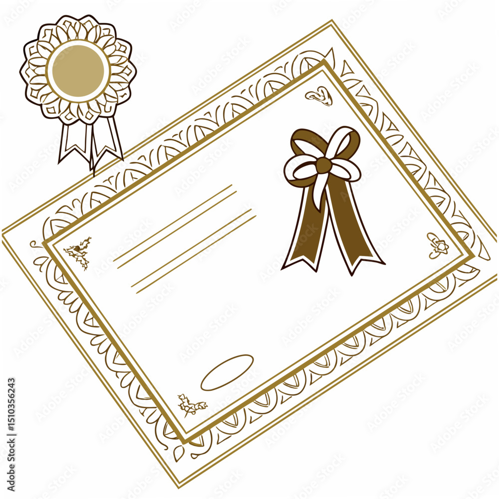 Poster elegant certificate design with ribbon and decorative elements suitable for awarding and recognition
