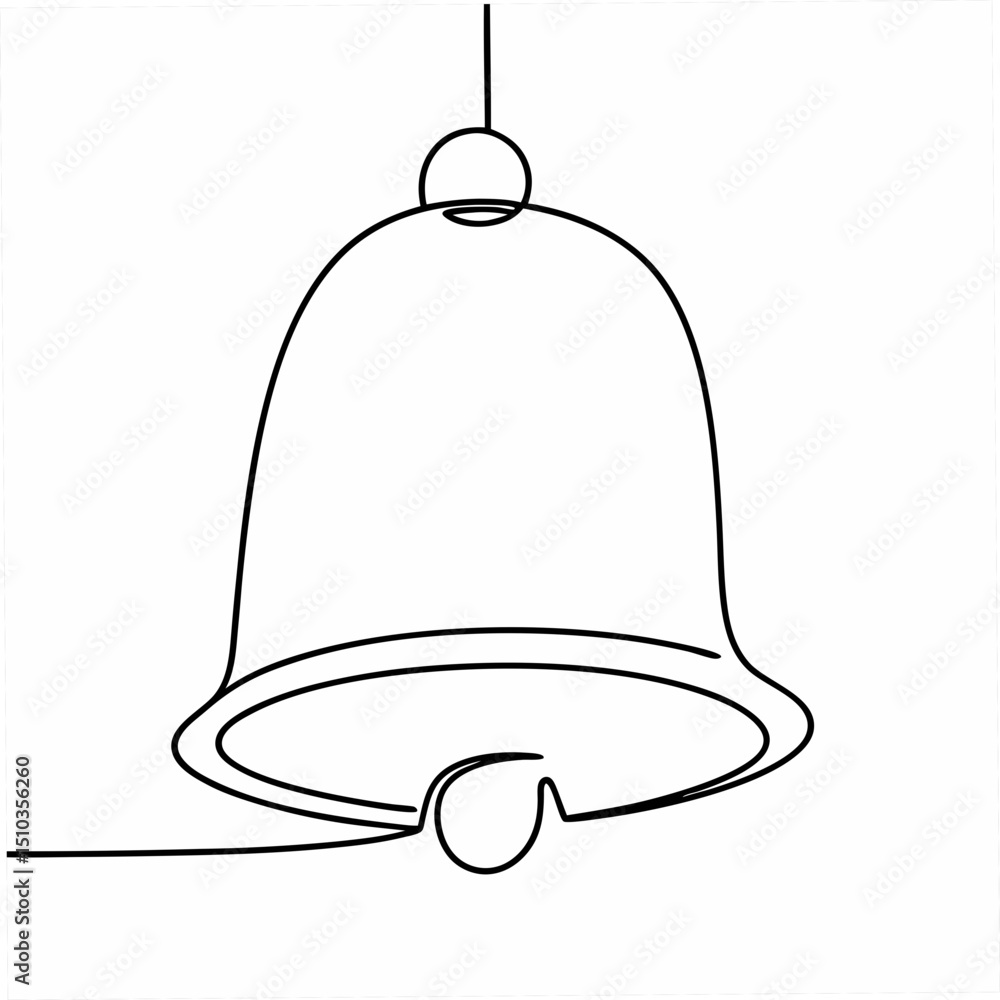Poster elegant continuous line drawing of a bell with transparency suitable for various design projects