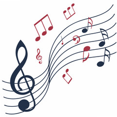 Elegant musical composition featuring treble clef and flowing musical notes, perfect for various design and creative projects.