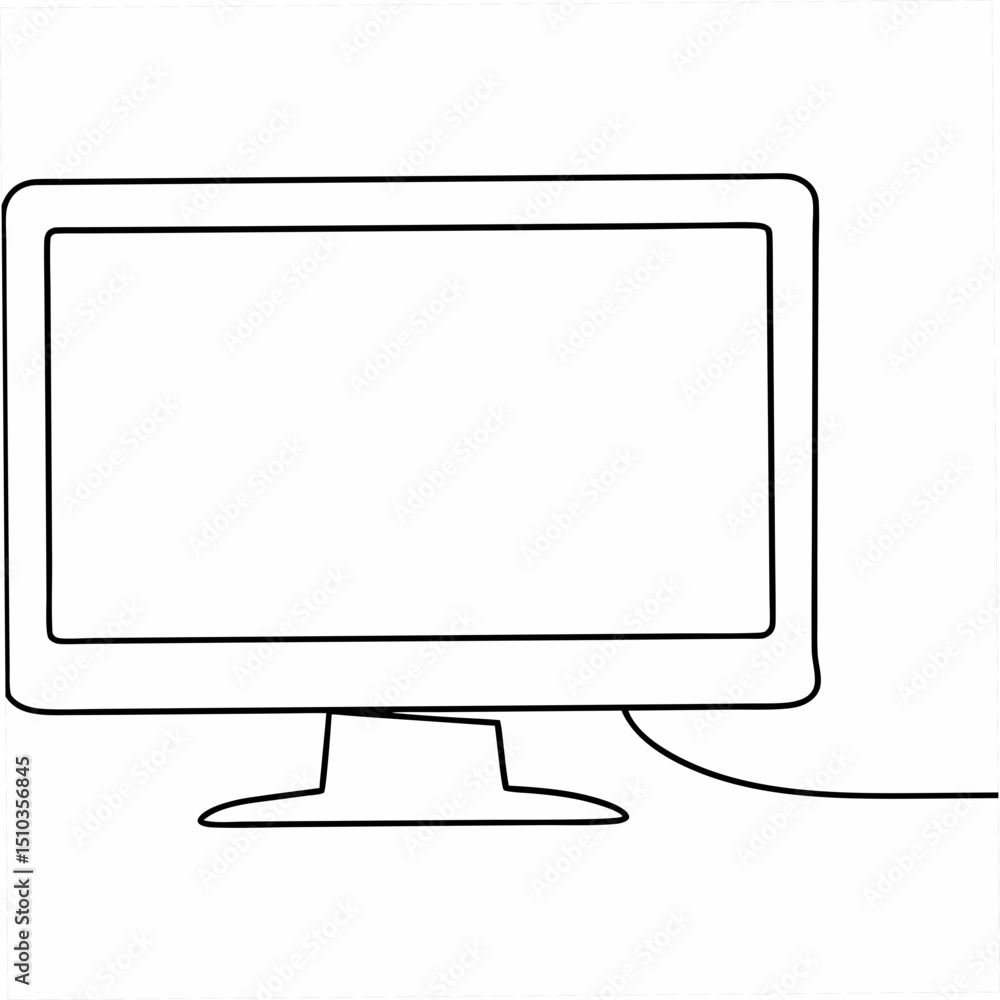 Poster minimalist outline drawing of a modern computer monitor suitable for tech and design projects