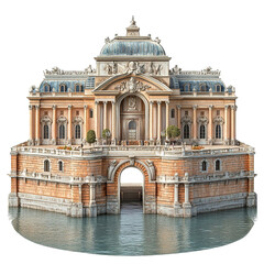 Naklejka premium 3d front view illustration of the Musée de la Marine France monument isolated on a white background 