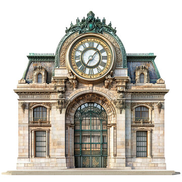 3d front view illustration of the Mus&eacute;e d'Orsay France monument isolated on a white background	