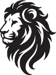 Black-and-White Stylized Lion Head Illustration in Profile